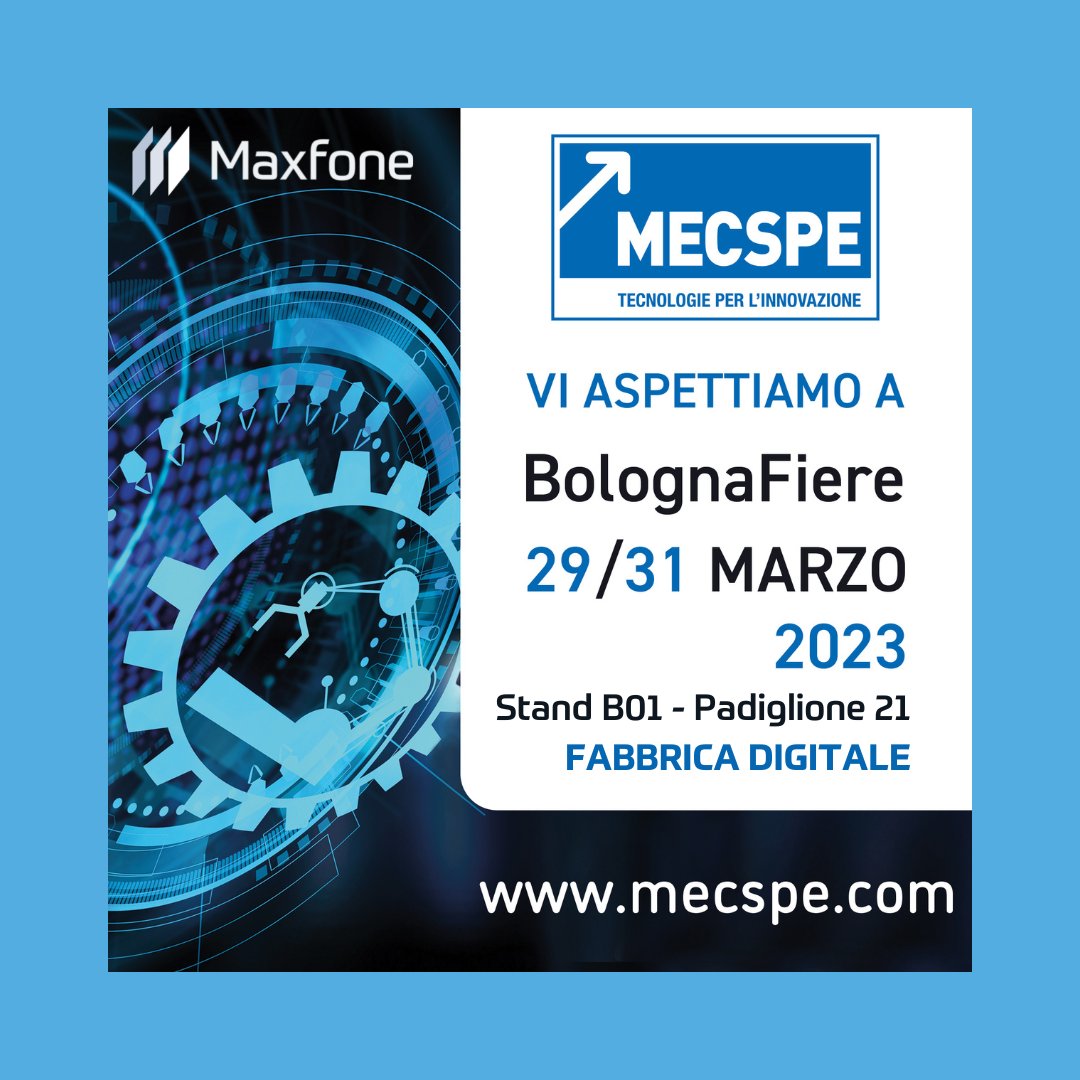 MaxfoneItalia's tweet image. Maxfone va in fiera 🔜 #Mecspe
Dal 29 al 31 marzo saremo alla fiera internazionale dell’industria manifatturiera di Bologna.

📍 Stand B01 - Padiglione 21 #FabbricaDigitale

#Maxfone #DataFactory #DataDriven
