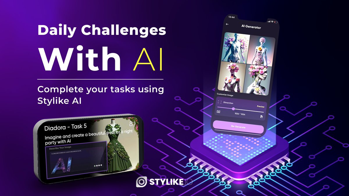 Stylike_io's tweet photo. AI :MAGICIAN OF THE WORLD
Use it ,generate your own designs and cash them up by taking part in stylike competitions
You'll be able to take part in daily challenges cuz you already got the ticket and can upload photos either yours or those generated by #StylikeAI and make money https://t.co/sVHYaTzxd1