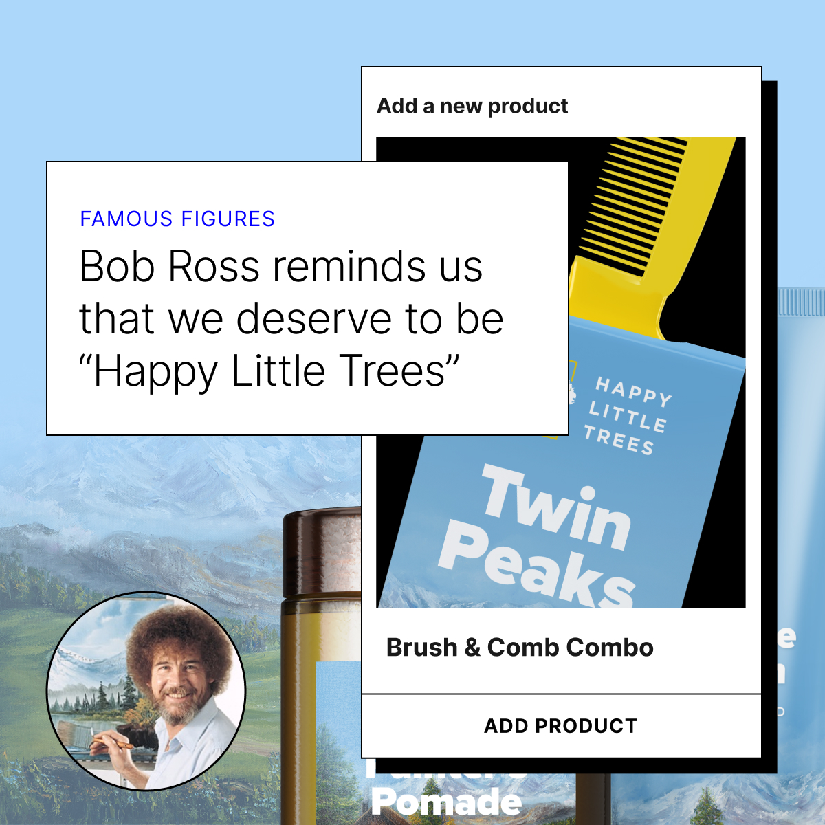 nexcess's tweet image. No doubt #BobRoss would have a viral #TikTok account teaching viewers step by step how to create a masterpiece, but have you ever thought about what he would sell if he had an #ecommerce site? 🎨

Read more to find out what he would sell: ow.ly/AwLl50MJ8vC