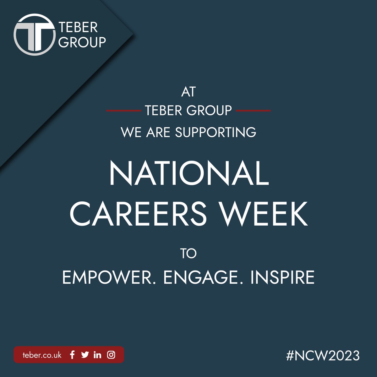 TeberGroup's tweet image. The Teber Group will be supporting #NationalCareersWeek this week.

Keep an eye out on our socials all week as we will be sharing all the information you need to know if you are looking for a career in the recruitment industry.

#NCW2023