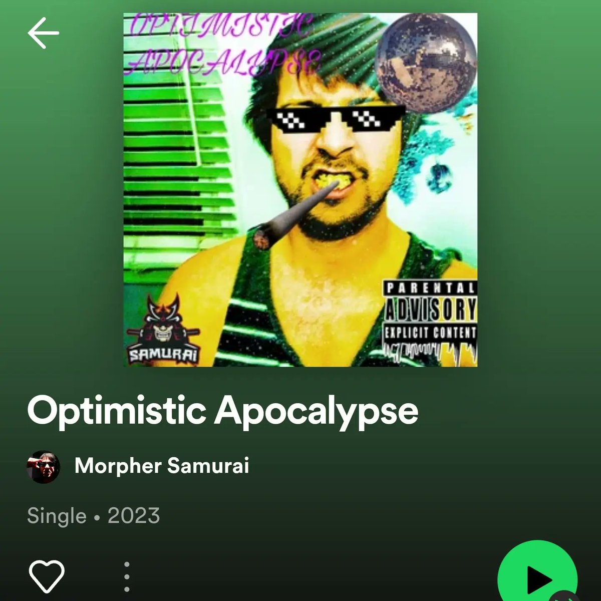 MorpherSamurai's tweet photo. Yo what's up my Samurais, new song up on Spotify, Amazon Music, YouTube Music and all other streaming services! Optimistic Apocalypse! Check it out and support ya boi!

https://t.co/pMRflN6H9w

https://t.co/ge8fvKum73

https://t.co/daXML4ZymB
#morphersamurai #optimisticapocalypse https://t.co/e9AKg7gYKP