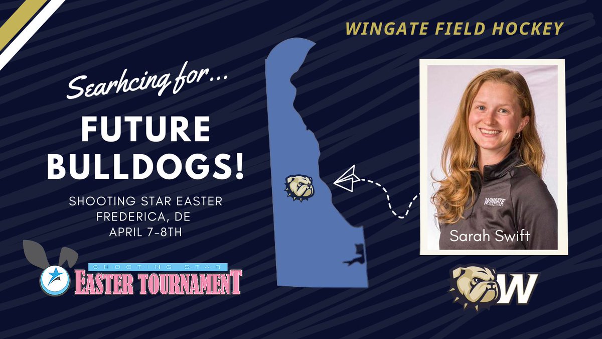 Wingate_FH's tweet photo. 🚨#WUFH will be at Shooting Star Easter searching for future Bulldogs 🐾 Email Coach Swift ➡️ s.swift@wingate.edu if you want her to stop by your game! 
#wingatefieldhockey 
#OneDog #D2recruiting https://t.co/cOMvy9O0Er