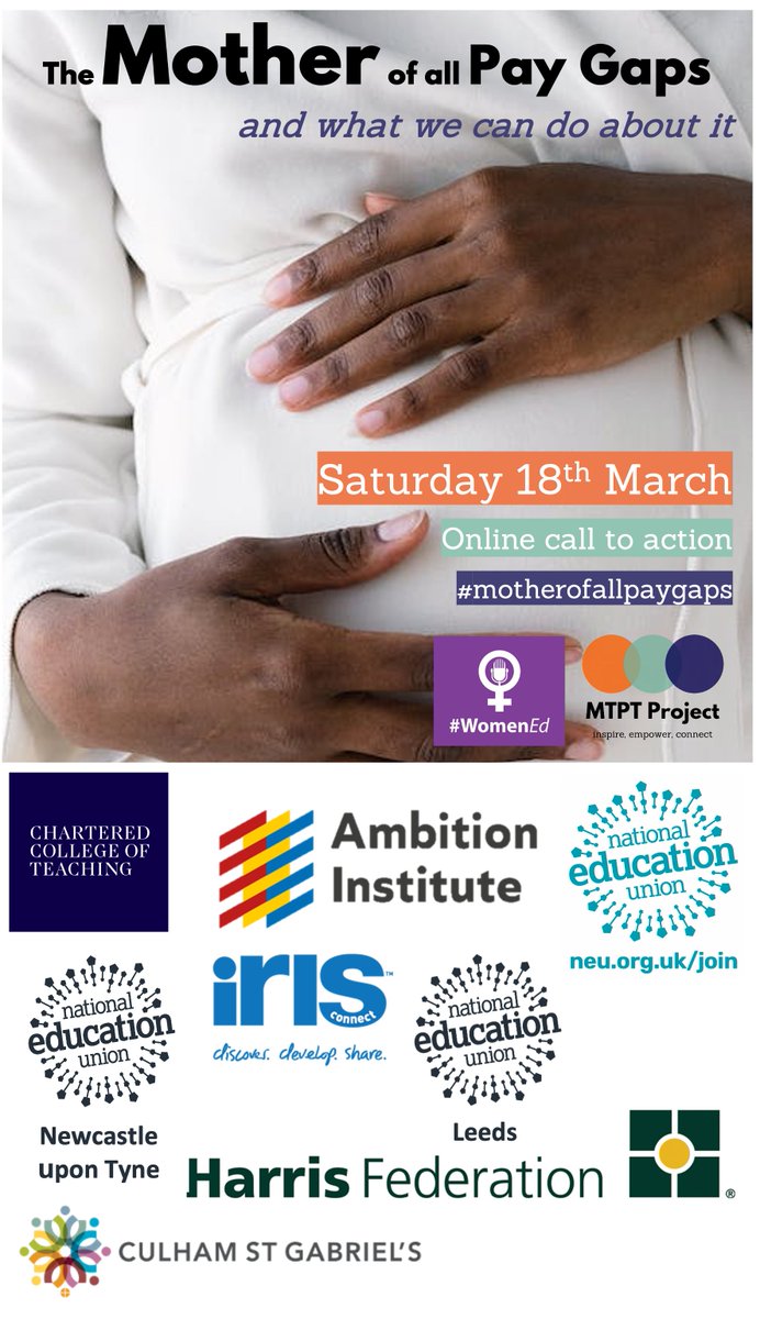 I'm looking forward to supporting @mtptproject for their #motherofallpaygaps event on Saturday 18th March!

Join us for free, thanks to the commitment of our sponsors to tackle the #motherhoodpenalty in education!

eventbrite.co.uk/e/the-mother-o…

#MTPTproject #WomenEd