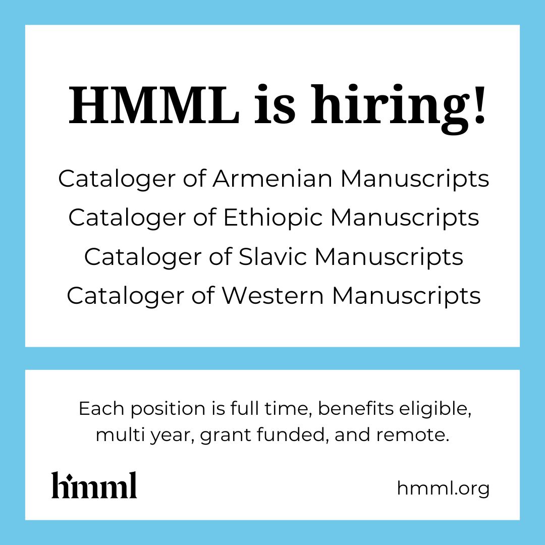 HMML on Twitter "JobOpportunity HMML is hiring Cataloger of
