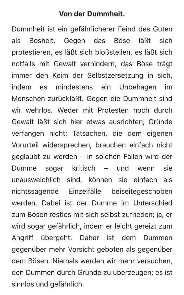 <a href="/georgrestle/">Georg Restle</a> Unfassbar ... dazu fällt mir dieser Text von Bonhoeffer ein (in "Widerstand und Ergebung", Abschnitt "Nach 10 Jahren"):