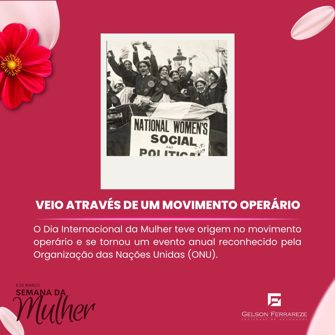 gfsaadv's tweet photo. SEMANA DA MULHER: VOCÊ SABE COMO
SURGIU A DATA?
.
O dia 8 de março está chegando mas você sabe no
que se deu essa data como o dia internacional da
mulher? confira acima
.
#gfsa #Direitotrabalhista #diadamulher #8demarco
#mulher #datacomemorativa #WomansDay https://t.co/OkZziBLeYH