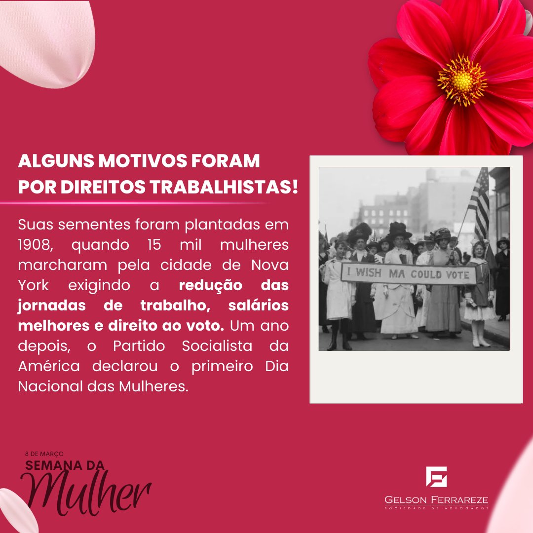 gfsaadv's tweet photo. SEMANA DA MULHER: VOCÊ SABE COMO
SURGIU A DATA?
.
O dia 8 de março está chegando mas você sabe no
que se deu essa data como o dia internacional da
mulher? confira acima
.
#gfsa #Direitotrabalhista #diadamulher #8demarco
#mulher #datacomemorativa #WomansDay https://t.co/OkZziBLeYH