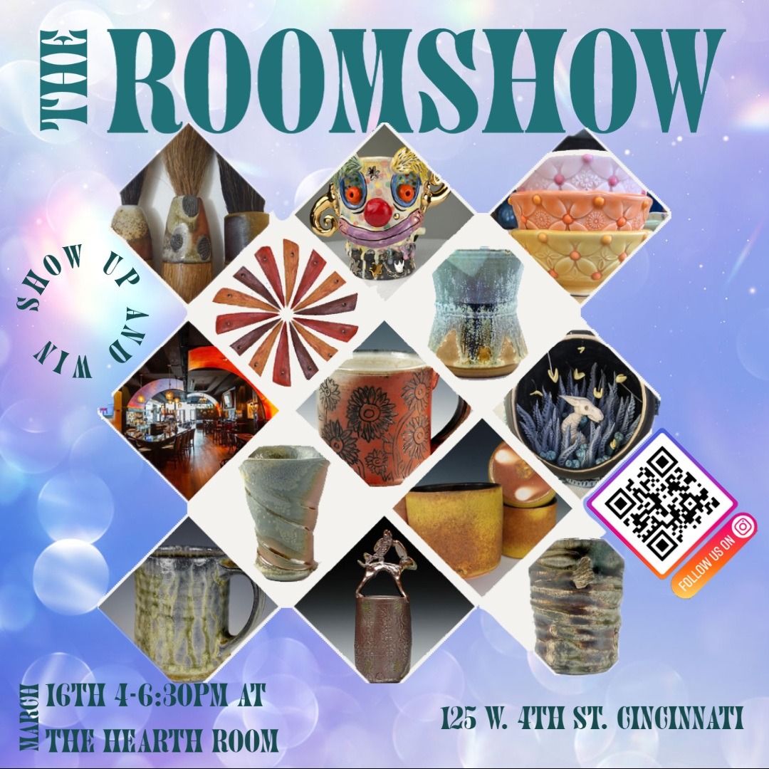 Kilnjoy's tweet photo. Come to The Roomshow at NCECA next Thursday! 
#nceca #nceca2023 #kilnit #pottery #ceramics #theroomshow #showupandwin #ncecapopup https://t.co/7wnL7034fc
