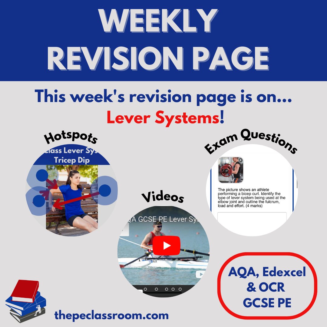 Take a look at our first Weekly Revision Page on Lever Systems - completely free to access! 
AQA - thepeclassroom.com/weekly-revisio…
Edexcel - thepeclassroom.com/weekly-revisio…
OCR - thepeclassroom.com/weekly-revisio… 
RT and share with teachers and pupils! #gcsepe