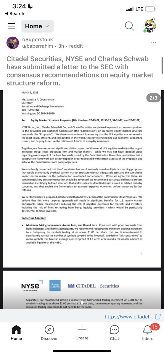 How will the SEC respond to this?

Citadel Securities, NYSE and Charles Schwab have submitted a letter to the SEC with consensus recommendations on equity market structure reform.