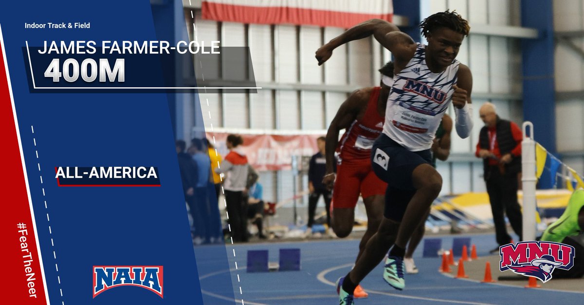 🏃 Congrats James Farmer-Cole, Indoor 400m All-America! #FearTheNeer