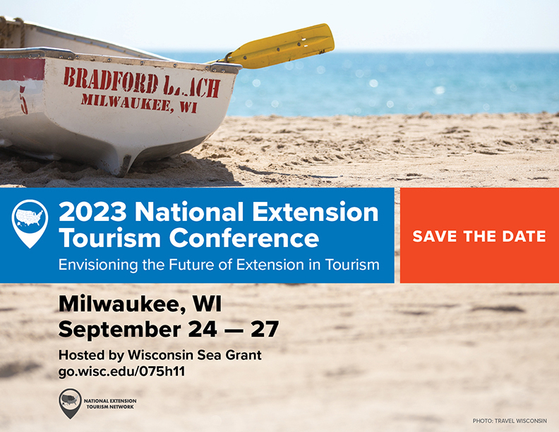 The National Extension Tourism network is busy planning their 2023 conference - and hope to see you in Milwaukee, 9/24-27! Save the date and stay tuned for a call for abstracts - coming very soon! #sustainabletourism #ruraltourism #ruraldevelopment #outdoorrecreation