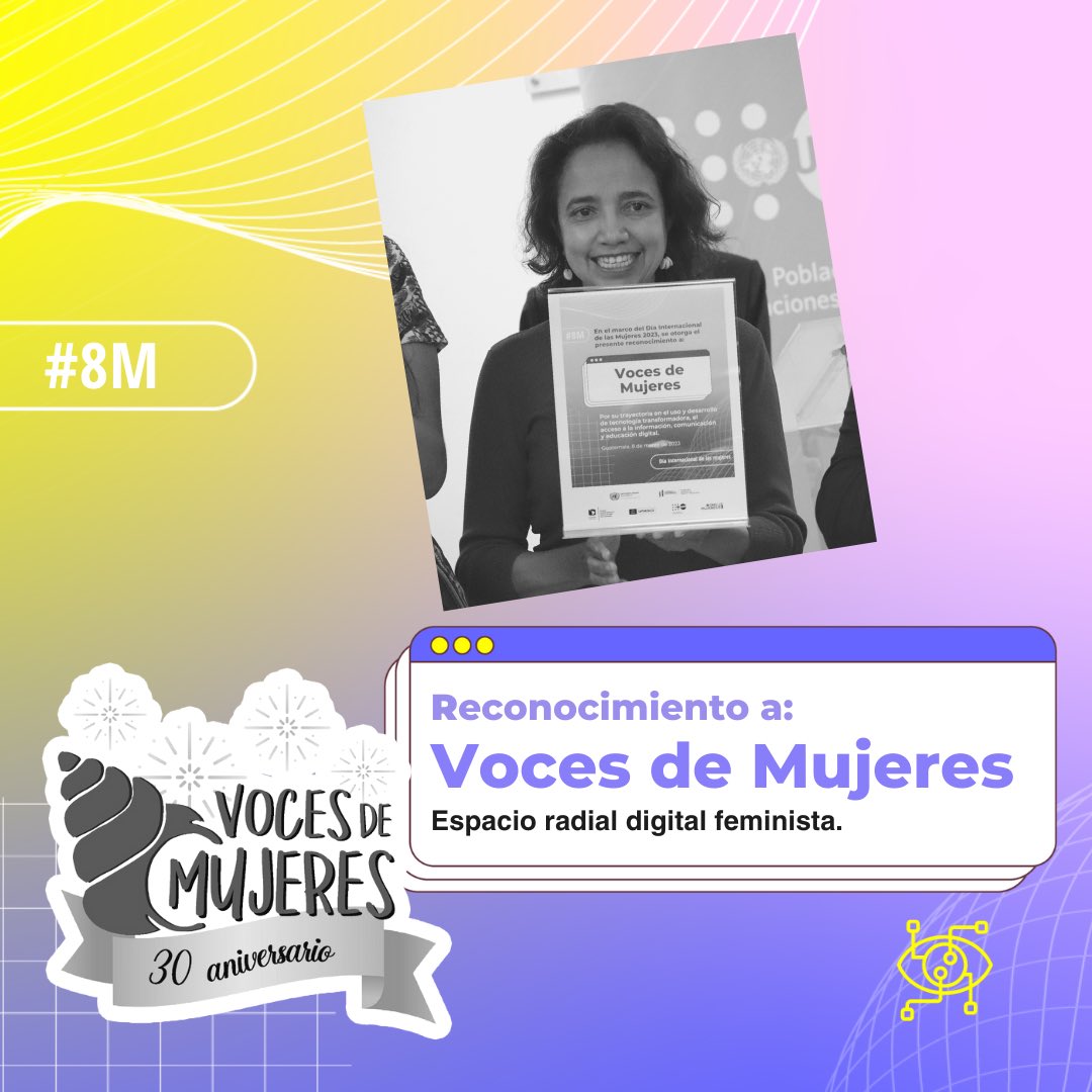 UNFPAGuatemala's tweet image. 2️⃣ El reconocimiento se dio a 7 mujeres y organizaciones que buscan proteger los derechos de las mujeres, adolescentes y niñas en los espacios digitales y tecnológicos. #8M 👏🏻👏🏻👏🏻

#CerrandoLaBrecha