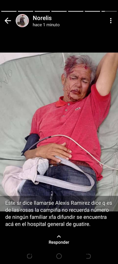 Rgomez2104A's tweet photo. Se llama Alexis Ramírez,  sufrió un accidente, está en el hospital de Guatire, dice q vive en Las Rosas, en la campiña, el no recuerda nada más. Si lo conoces,  x favor avisa a sus familiares. https://t.co/q17YUVdC4r