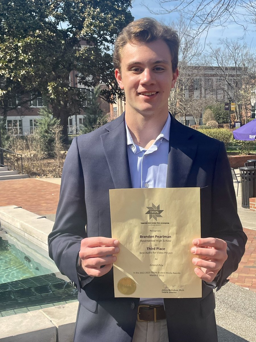 Congratulations to our Level II student Brandon Pearlman for winning 3rd place for Best Audio for Video at the #THSPAawards!