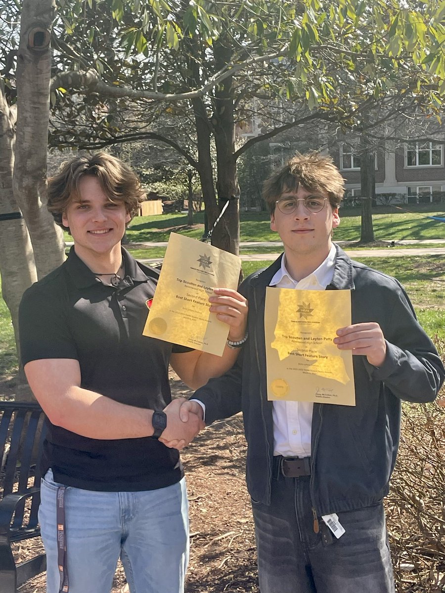 Congratulations to our Level III dynamic duo Trip Scoutten and Leyton Petty for winning 2nd place for Best Feature Story at the #THSPAawards!