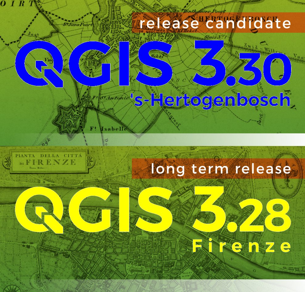 JuergenEFischer's tweet photo. Linux, Windows and Mac packages of point release #QGIS 3.28.4 "Firenze" (LTR) and 3.30.0 "'s-Hertogenbosch" (RC) ready on https://t.co/8GHALpmjLR. Make maps not war! https://t.co/liXRrL79zC