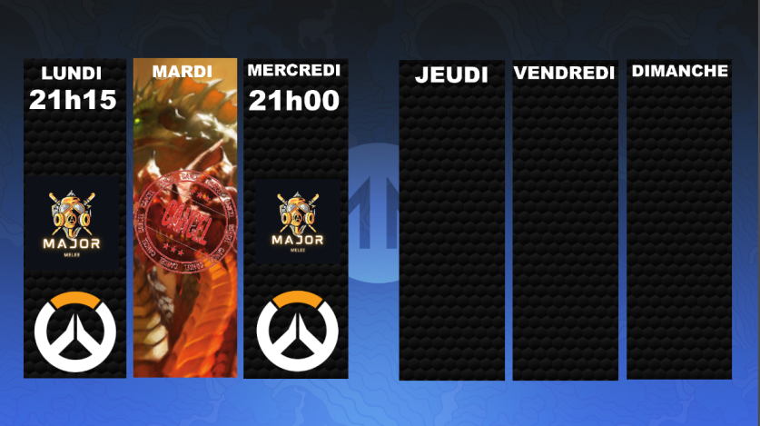 MossieurN's tweet photo. Suite a un petit soucis  twitter : PLANNING DE LA SEMAINE !!!!!!

CE SOIR 21H15 : On part cast le match opposant les Oration contre LesPasSurLeurRole !!!!

MARDI : Pas D&amp;D

MERCREDI : Red Lightning VS 4Esport !!!!!!!! https://t.co/Fk4M2Y83wb