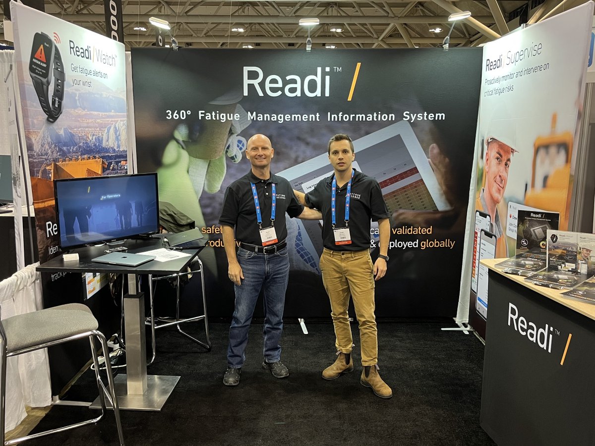 Meet us at #PDAC2023 at the Metro Toronto Convention Centre, Booth 7326N to learn about #Readi, our industry-leading Predictive #FatigueManagement platform powered by #machinelearning and don't forget to participate in our prize draw!