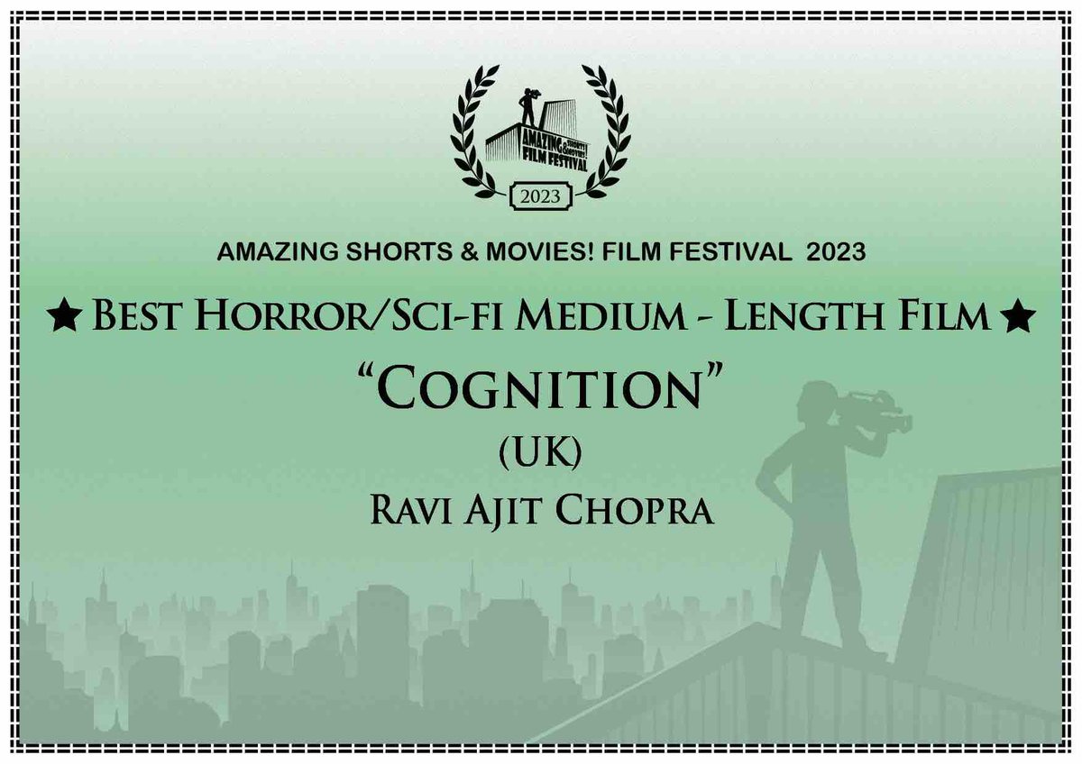 CognitionScifi (@cognitionscifi) on Twitter photo <a href="/cognitionscifi/">CognitionScifi</a> wins ‘Best Horror / Sci-Fi Film’ at the Amazing Shorts & Movies! Film Festival 2023, Thanks to the Festival and Cognition Team.
#stream now on #amazonprimevideo #googleplay and #itunes - Check regional availability in Bio above and on cognitionscifi.com <a href="/cognitionscifi/">CognitionScifi</a> wins ‘Best Horror / Sci-Fi Film’ at the Amazing Shorts & Movies! Film Festival 2023, Thanks to the Festival and Cognition Team.
#stream now on #amazonprimevideo #googleplay and #itunes - Check regional availability in Bio above and on cognitionscifi.com