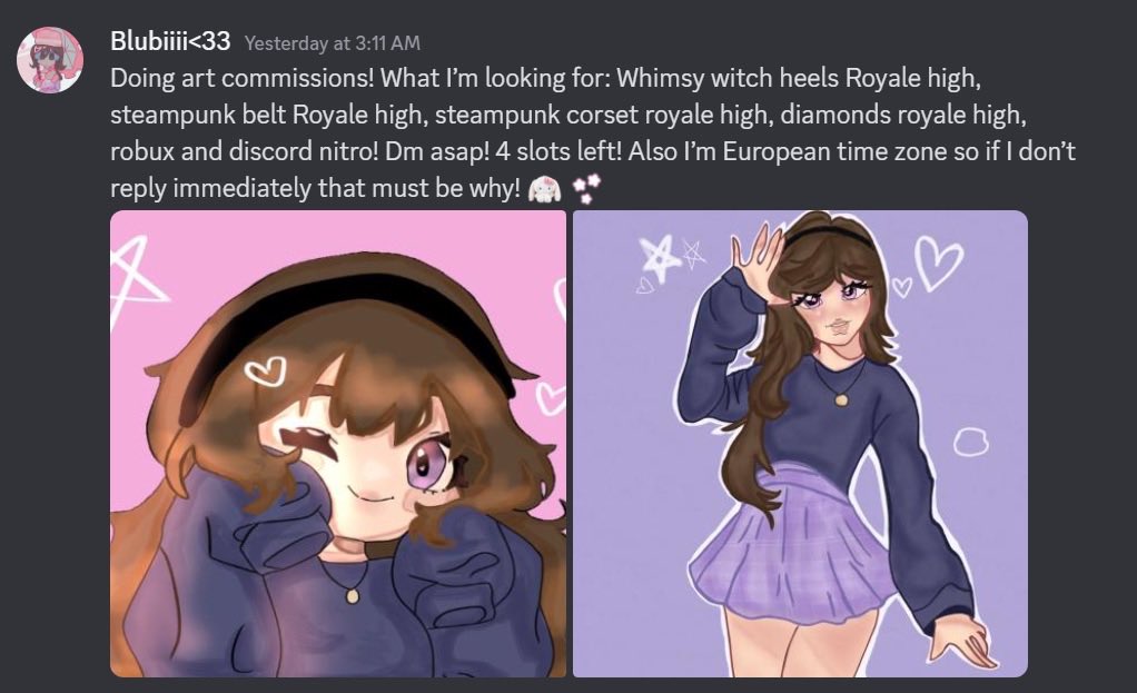 mewcorn_'s tweet photo. Hi, warning people about art-tracers. on discord, blublu#2272 (id: 887742255421603882) also may know as on roblox, Spirit_andkindess1 has been caught for going over my art. I wouldn’t recommend communicating or buying commissions from them. https://t.co/tesdFzmHIy