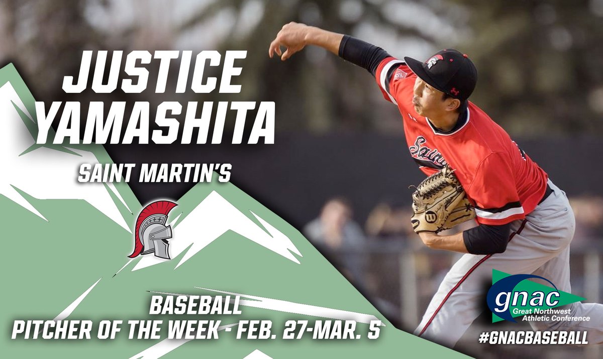 Congrats to Justice Yamashita of <a href="/SMUSaints/">Saint Martin's Saints</a>, the #GNACBaseball Pitcher of the Week!
bit.ly/41NiTu9