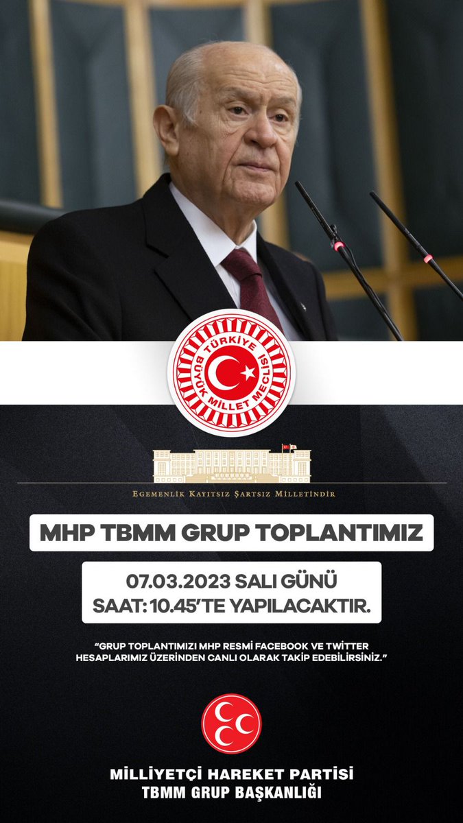 MHP TBMM Grup Toplantımız #07Mart2023 Salı günü (Yarın) Saat:10.45'te yapılacaktır.

MHP TBMM GRUP BAŞKANLIĞI
<a href="/MhpTbmmGrubu/">MHP TBMM Grubu #MHP</a>