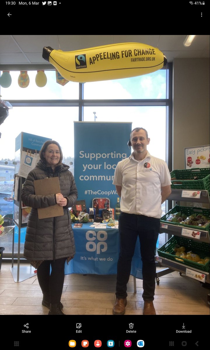 Wilsonpaulh's tweet photo. Huge thanks to store manager, Alan Porter at HOB @coopuk. Great display for #Fairtradefortnight. Supporting Learning with P.3 pupils from @hillofbanchory. #ItsWhatWeDo https://t.co/6nt6DTxvan