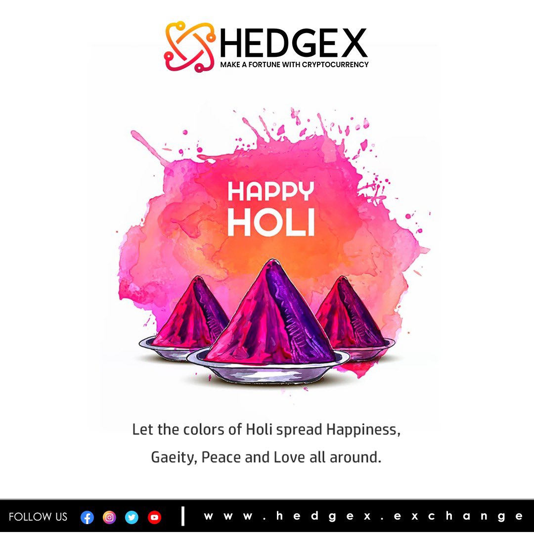 mayurantre's tweet photo. Wishing you and your family success, happiness and prosperity this Holi and always! Have a colourful and joyous Holi!#Holi #Hedgex #bitorio #crypto #Cryptocurency #hedging https://t.co/0P4c2kjSVY