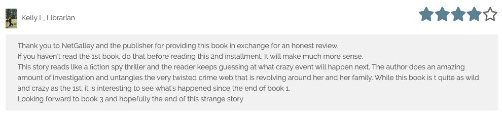 alphafemalefile's tweet photo. Some early praise for THE ALPHA FEMALE FILES - Book Two! Coming out March 10. https://t.co/TsUCN3igRg #thealphafemalefiles #netgalley #truecrime #newrelease #ebook https://t.co/PmzUTHJjUI