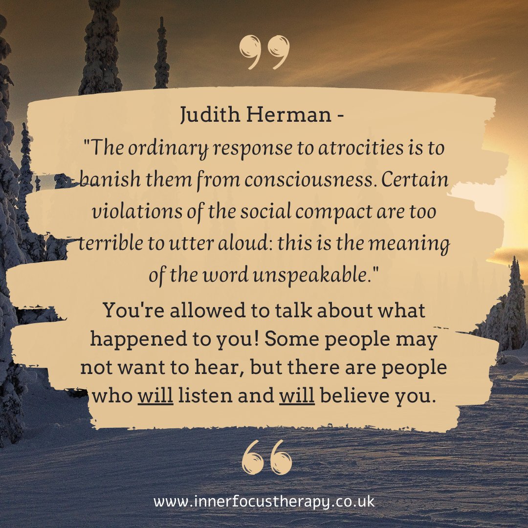 You're allowed to speak up and share your experiences and your feelings #judithherman #quotes #quote #quoteoftheday #quotestoliveby #quotesoftheday #Quote_For_Today #SpeakUp #reachout #seeksupport #psychotherapy #psychotherapist #innerfocustherapy #mentalhealth #emotionalhealth