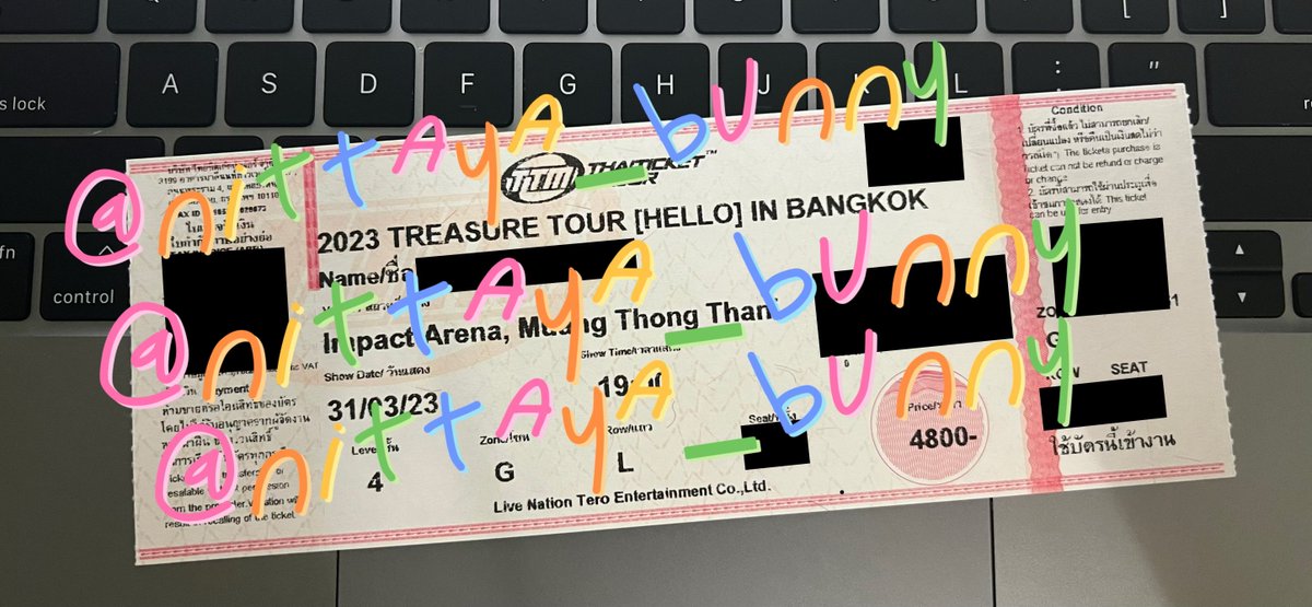 ปล่อยบัตร 4800 วันที่31/3 โซนG แถว L ค่า นัดรับกทม. ตามเส้น MRT จักตุจักร-อโศกเท่านั้นนะคะ (เราปล่อยเพราะอยากย้ายไปโซนด้านล่าง) ปล่อยราคา 4,820฿ ไม่อัพไม่มีค่ากดไม่มีค่า มบช 💖สนใจเดมมาเลยค่ะ ขอคนไม่เทนะคะ #TREASURE_hello_in_bangkok