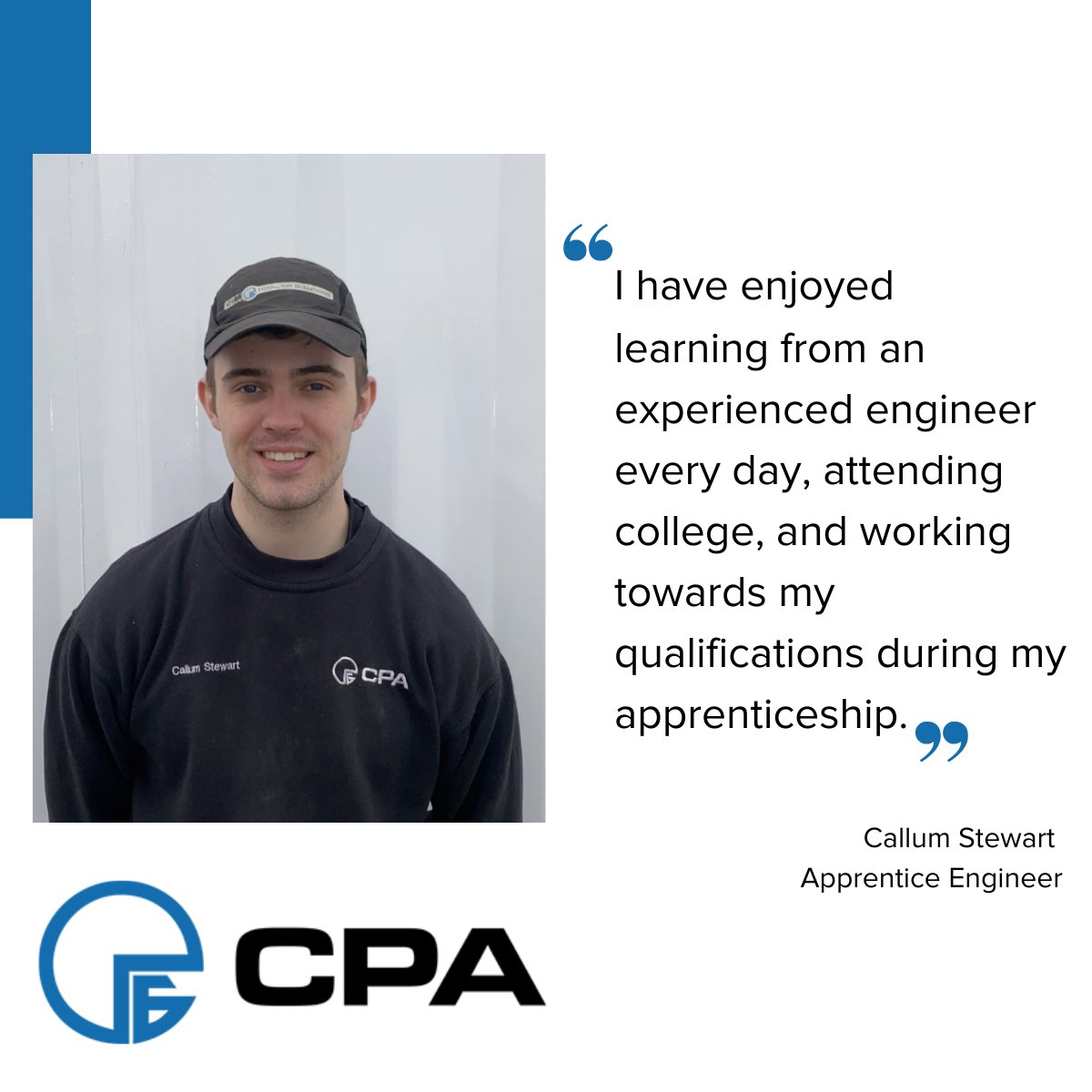 As part of #ApprenticeshipWeek in Scotland, we're celebrating our talented apprentices.
Today, we find out what 4th-year apprentice Callum, has enjoyed during his apprenticeship.

Find out more about our apprentice opportunities
👇
lnkd.in/enkv2_aH

#cpagroup