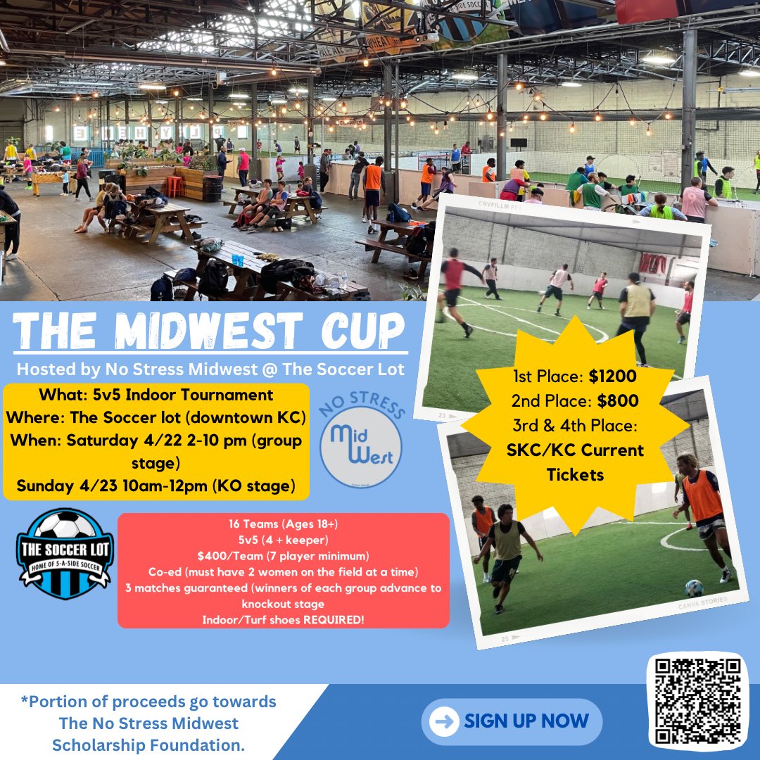 #NoStressMidwest is happy to present #TheMidwestCup ❗️A 16 team, 5v5 indoor coed ⚽️ tournament. Grand Prize is $1200 🤑🤑🤑 Register Now docs.google.com/forms/d/e/1FAI…