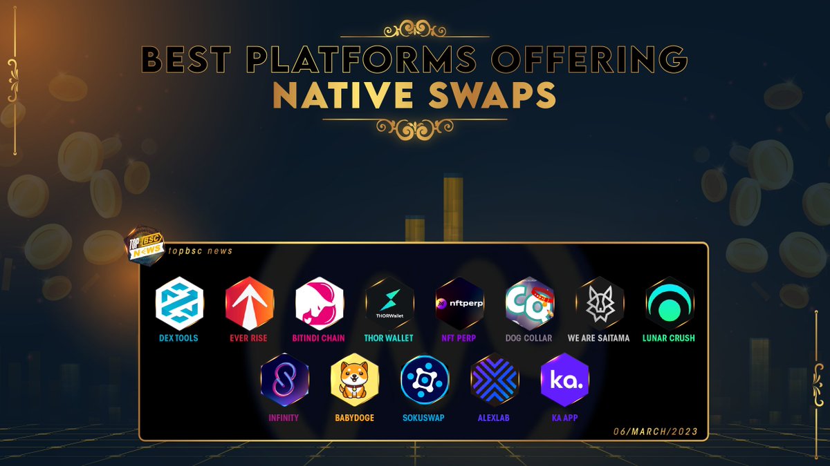 topbscnews's tweet photo. BEST PLATFORMS OFFERING NATIVE SWAPS 🔥

@DEXToolsApp
@EverRise
@bitindichain
@THORWalletDEX
@nftperp
@DogCollarToken
@WeAreSaitama
@LunarCrush
@infinity_swap
@babydoge
@SokuSwap
@ALEXLabBTC
@ka_app

#topbscnews #BNB #BSC #Binance #BNBChain   #WEB3 #MEMECOINS #Crypto #GameFi https://t.co/kFksj6FPCP