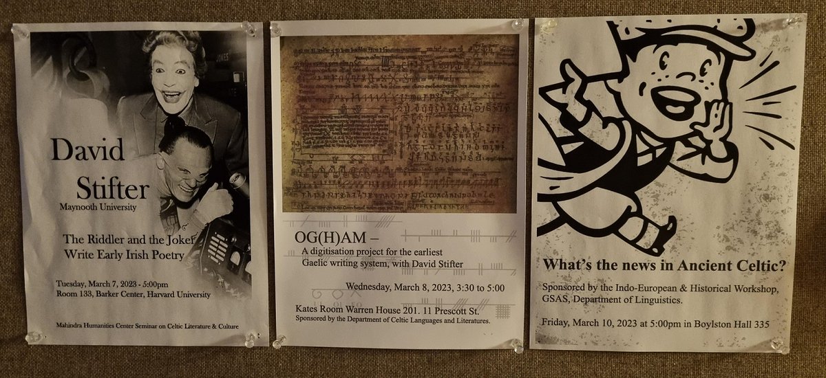 I just saw this triad on a Harvard notice board!

Tréide nád·dlegar techt tarais ná ar dermat
"three things that must not be missed nor forgotten".