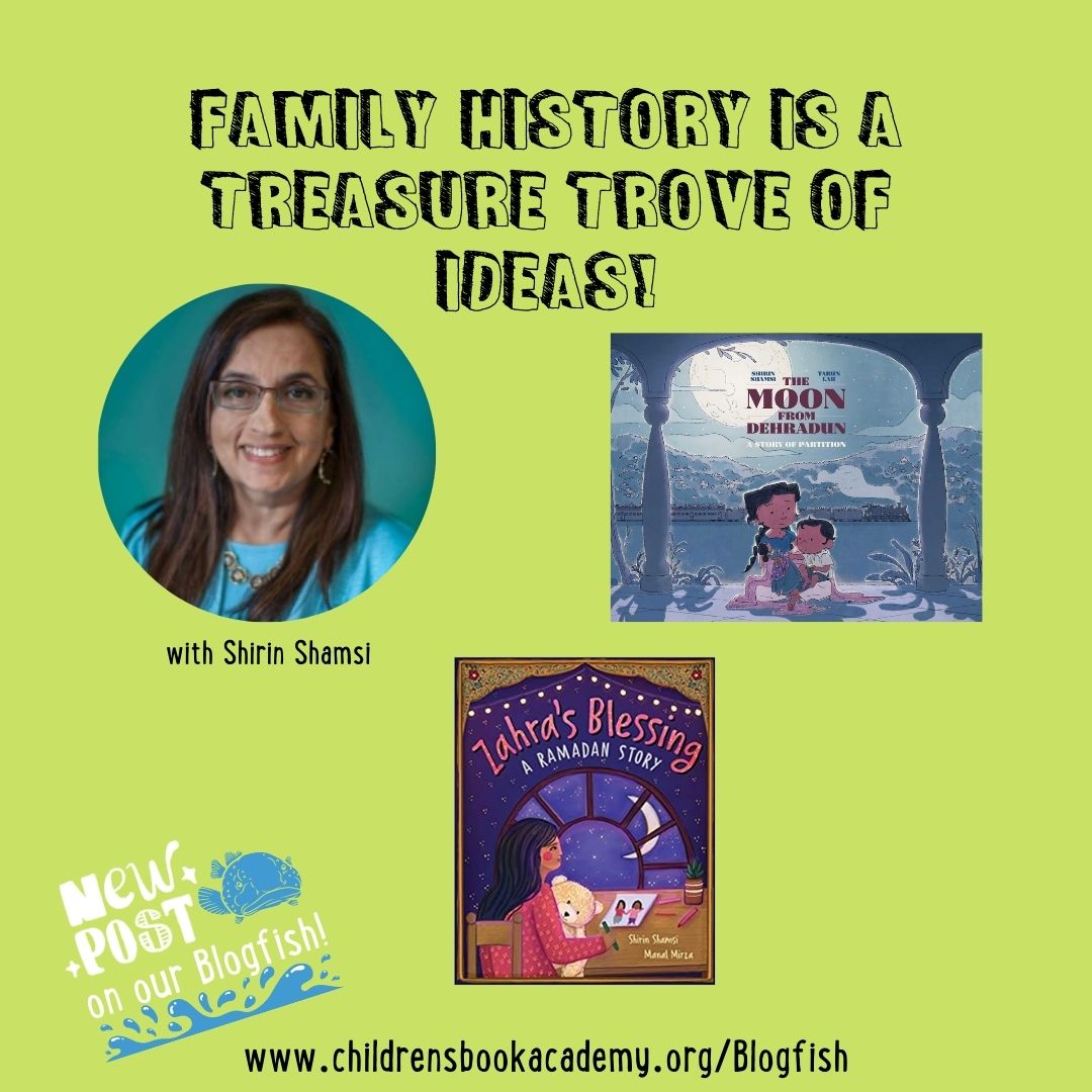 This week Shirin Shamsi is sharing about cultural representation in books and some tips for using family history to find your next story idea. Head over to our Blogfish to read more. childrensbookacademy.com/blogfish
 #kidlit #childrensbooks #kidlitwriters #kidlitart #writingtips