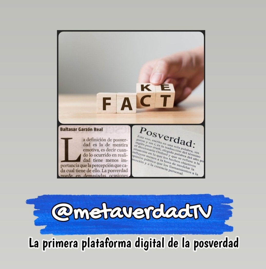 metaverdadTV's tweet photo. ¡Arranca, METAVERDAD 3.0! La primera plataforma digital de la #posverdad. 

Un espacio virtual-real dedicado a descubrir la verdad científica y objetiva que hay detrás de los hechos, no la que se construye a través del morbo, la manipulación amarillista y los intereses ocultos. https://t.co/MVaJHh0oW6