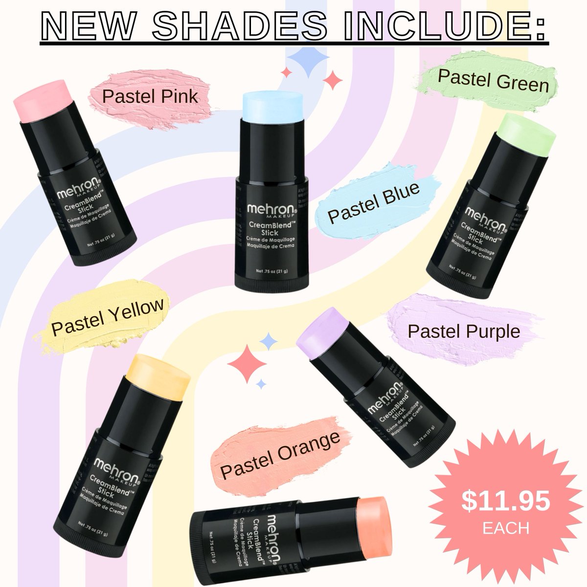 mehronmakeup's tweet photo. Introducing our NEW Pastel CreamBlends! 🦄💞Shop Now: https://t.co/nLjejcLVOR https://t.co/10S2QZzaAE