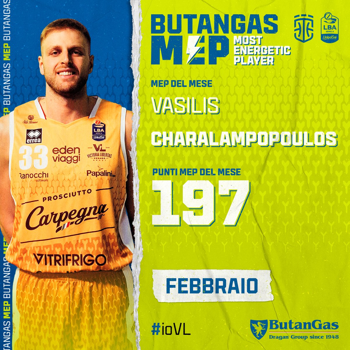 VLPesaro's tweet photo. Complimenti al nostro @Silisss15 che è il #ButanGas MEP di febbraio! 🔥💪🏀💛⚪️🔴
#ioVL https://t.co/18L64gbNLA