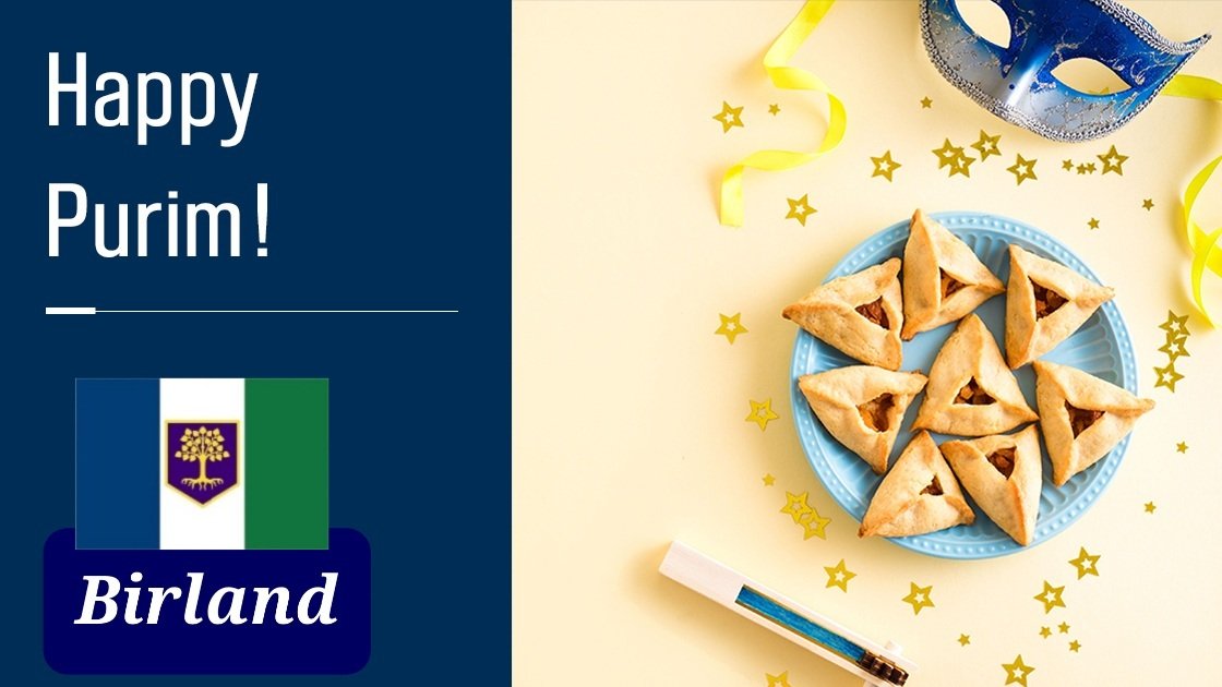 #HappyPurim #Purim #Purim2023
Best Wishes from
The State of #Birland @birlandgov , @BirlandPM & @EHaiyawi