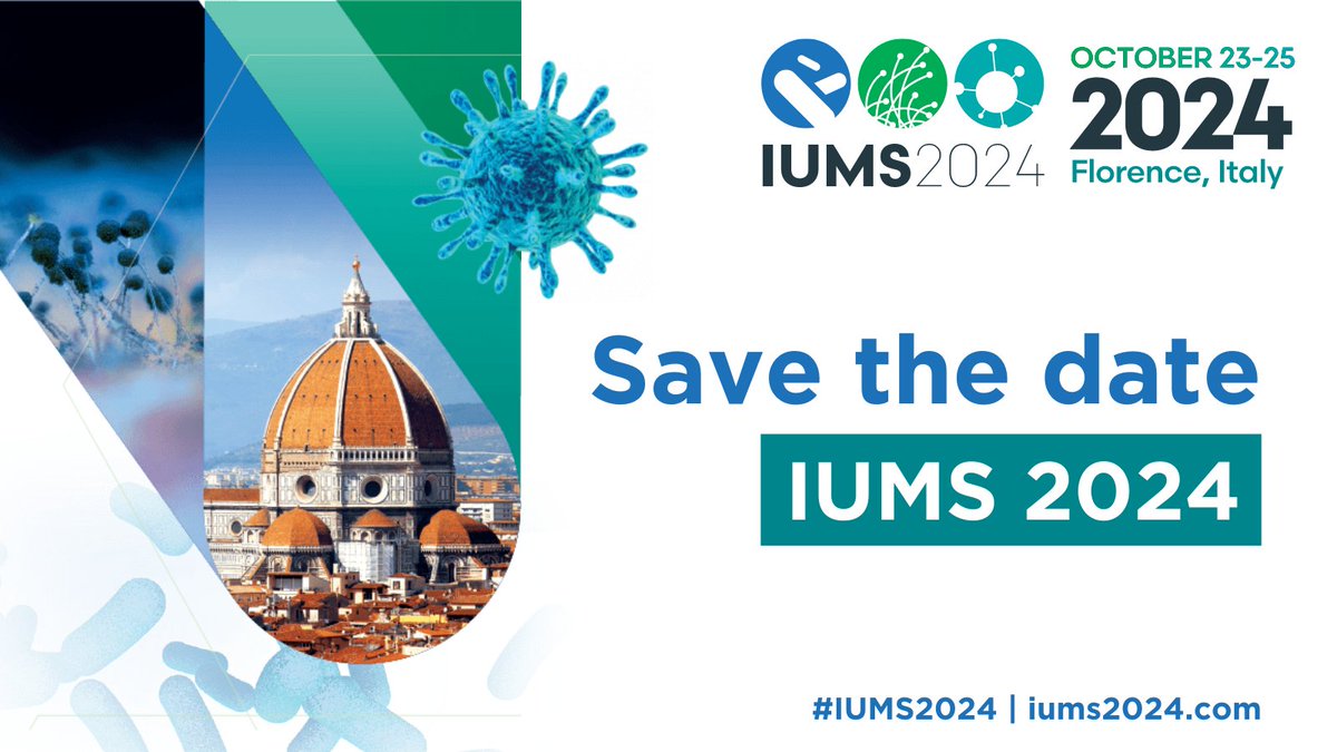 🎉 The time has come 🎉 
We are more than excited to invite you to #IUMS2024: ‘Microbiological adaptation in times of ecological disturbance and disruption’ 🦠

💚 Save The Date 💚
📆 23-25 October 2024

➡️ Subscribe to be the first to learn all updates: iums2024.com