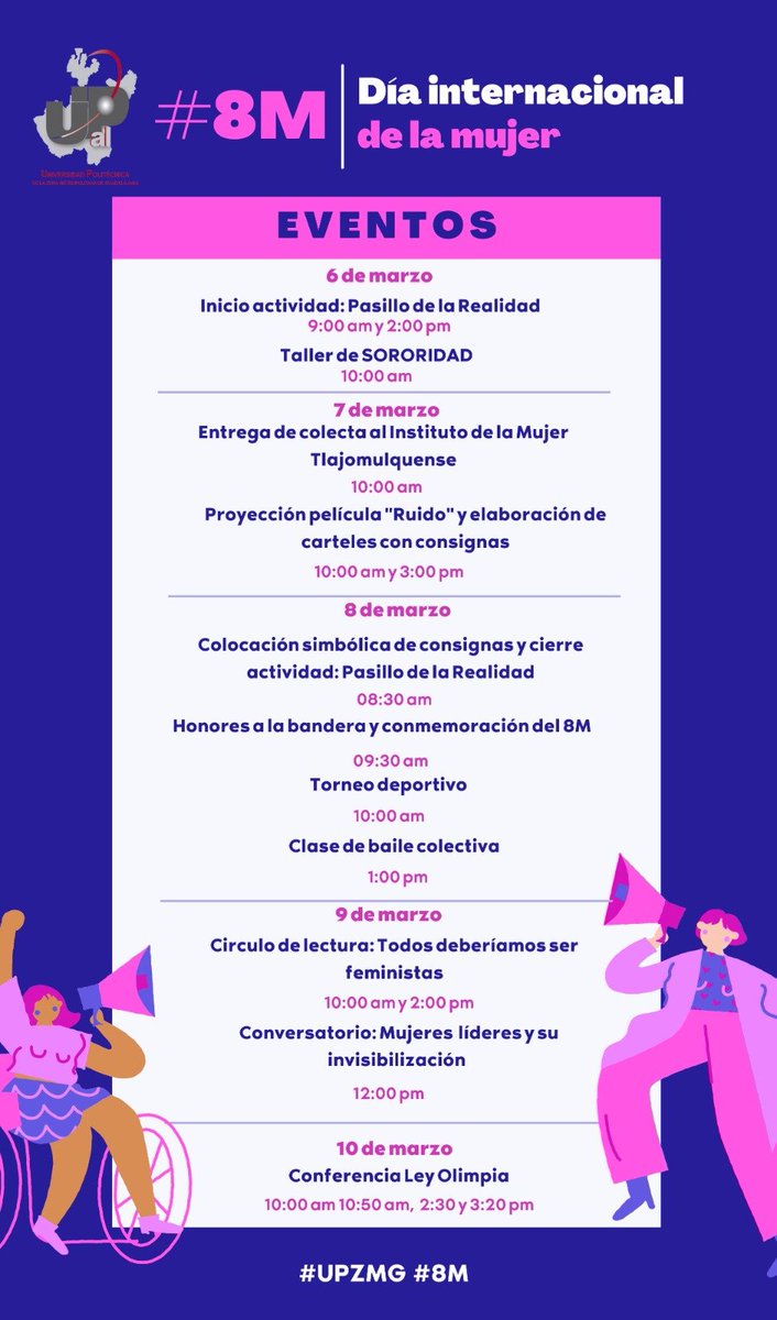 Te invitamos a las actividades por la conmemoración del Dia Internacional de la Mujer