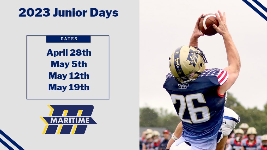 bucs_fball's tweet photo. 🔈Calling All 2024 Recruits🔈 We want you on campus! Come join us for a Junior Day in Buzzards Bay. Get a chance to see what Mass Maritime Football is all about. #AnchorDown⚓️ #BallAtTheBay #GoBucs Sign up up with link below https://t.co/9LeVgixbQK https://t.co/IqDE4vicE0