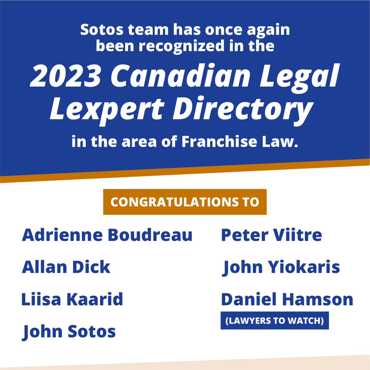 We are grateful for the recognition from our peers. Congratulations to all the recognized lawyers and law firms in <a href="/Lexpert/">Lexpert</a>. 
#franchiselawyers #LexpertCanada #franchiselaw #franchising #Canadianlawyers