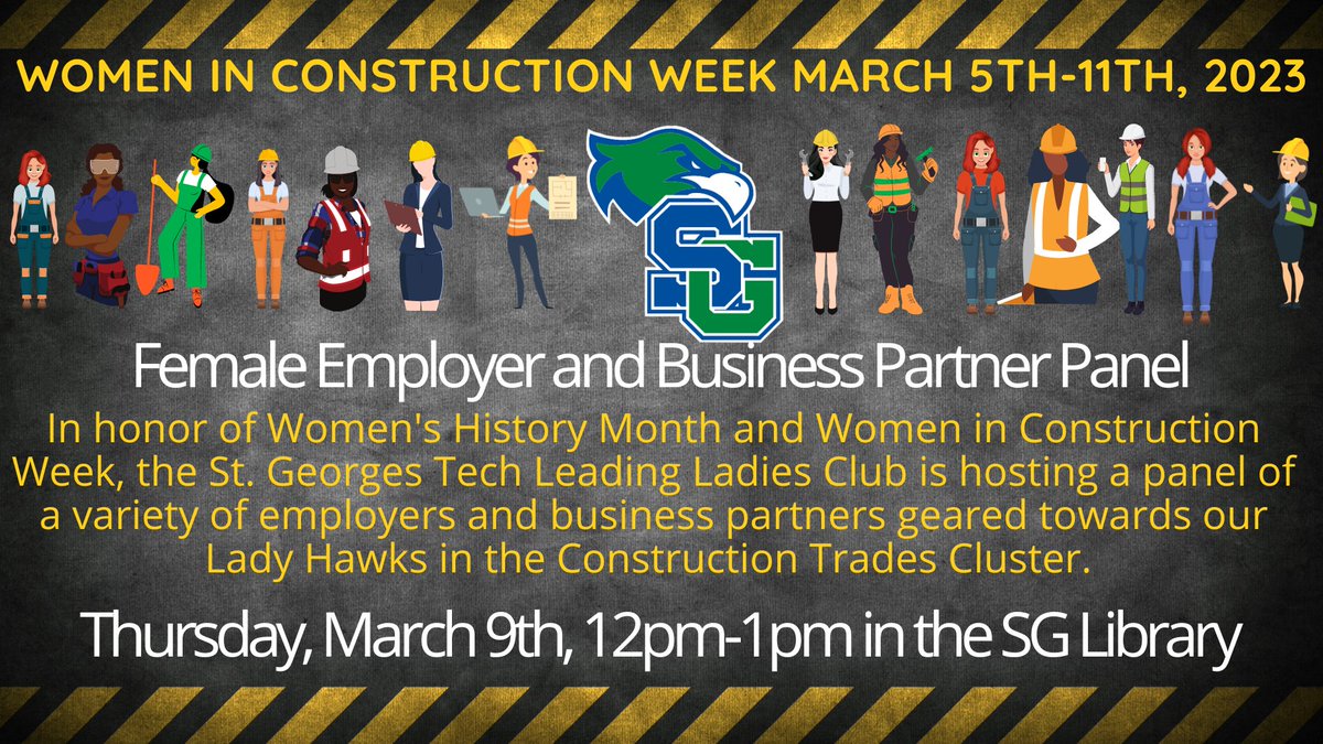 HawksSG's tweet photo. Happy #WomenInConstructionWeek! #NCCVTWorks @ChadHarrisonSG @fhansonic Thanks to the Leading Ladies Club for planning the female business partner panel for our Lady Hawks! #FAM #ForeverAMovement @georgesths https://t.co/tPN9X2eHWl