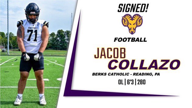 Jacob (@jacobcollazo17) on Twitter photo Committed , thank you to the coaches and staff for this opportunity , Rams up 🐏🤘🏽<a href="/WCUGoldenRamsFB/">West Chester Golden Rams Football</a> <a href="/WeAreBC55/">Bill Hess</a> <a href="/BerksCatholicFB/">BC FOOTBALL</a>
<a href="/CoachJCurry/">Justin Curry</a> Committed , thank you to the coaches and staff for this opportunity , Rams up 🐏🤘🏽<a href="/WCUGoldenRamsFB/">West Chester Golden Rams Football</a> <a href="/WeAreBC55/">Bill Hess</a> <a href="/BerksCatholicFB/">BC FOOTBALL</a>
<a href="/CoachJCurry/">Justin Curry</a>