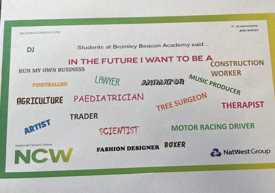 It’s National Careers Week and the students at BBA have been busy thinking about their future careers. Year 11 and Sixth Form students also had the opportunity to hear about Supported Internships from Bromley Mencap #NCW2023 @BromleyMencap #raisingaspirations #myfuture