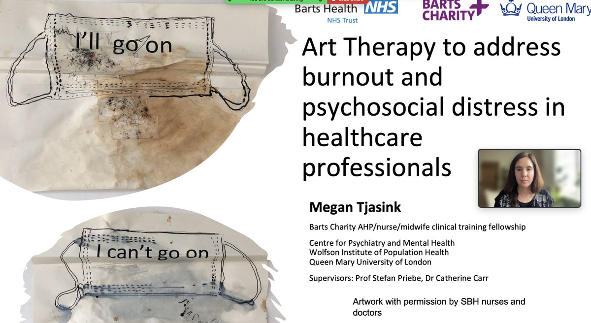 .<a href="/MeganTjasink/">Megan Tjasink</a> presented her PhD research into the use of #arttherapy to address #burnout and psychosocial distress in healthcare workers at the USCP's Monday seminar today. Recruitment to the <a href="/NHSBartsHealth/">Barts Health</a> RCT has begun - watch this space! <a href="/baat_org/">British Association of Art Therapists (BAAT)</a> <a href="/Barts_Charity/">Barts Charity</a>