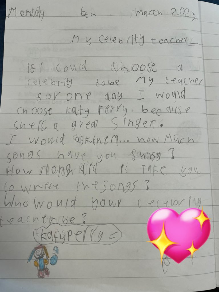 I promised a P2 Pupil I would tweet <a href="/katyperry/">KATY PERRY</a> so she could hopefully see that this Pupil loves her and would want her to be her celebrity teacher. So I’m hopeful <a href="/katyperry/">KATY PERRY</a> could make her day.